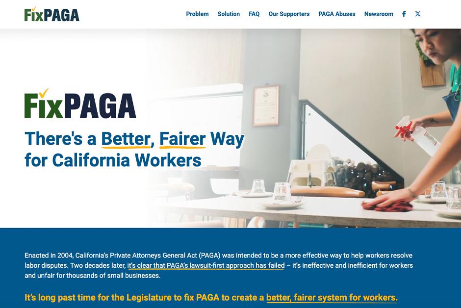 Screenshot of Fix PAGA website