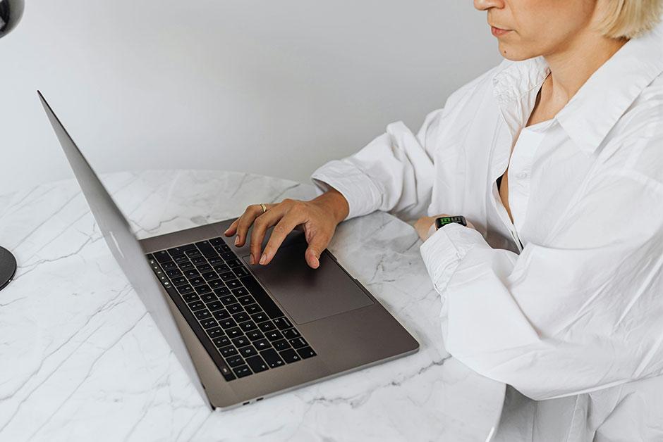 A Woman using Laptop